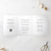 Classic Black and White QR Code Timeless Wedding Drieluik Uitnodiging (Binnen)