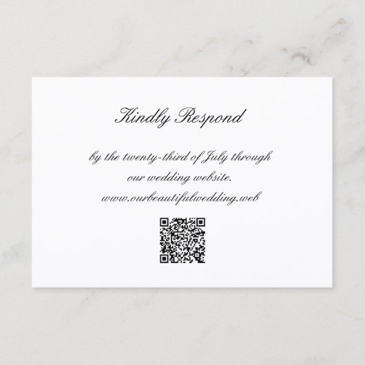 Classic Black and White QR Code Timeless Wedding RSVP Kaartje (Voorkant)