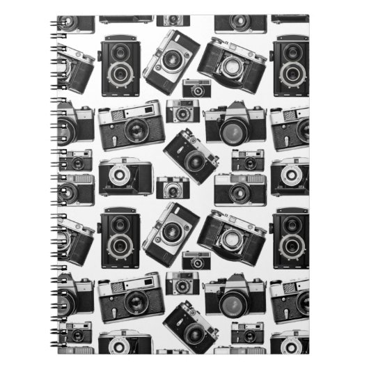 CLASSIC BLACK AND WHITE RETRO PHOTO CAMERAS DESIGN NOTITIEBOEK (Voorkant)