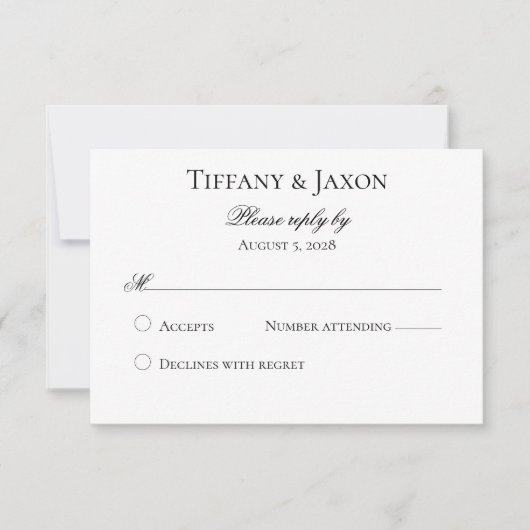 Classic Black and White RSVP Card (Voorkant)