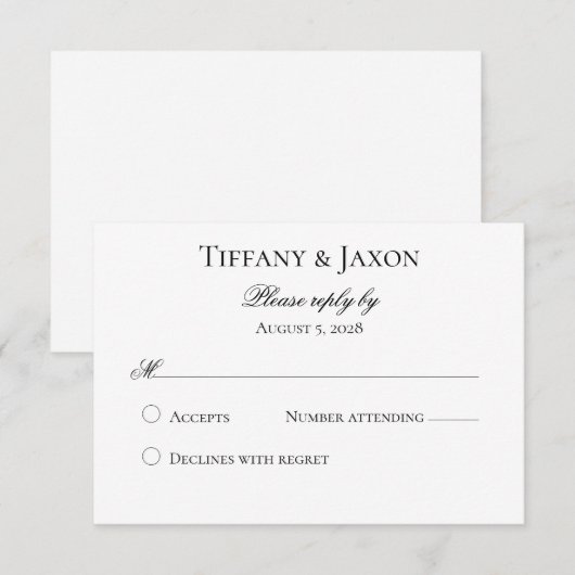 Classic Black and White RSVP Card (Voorkant / Achterkant)
