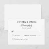 Classic Black and White RSVP Card Kaartje (Voorkant / Achterkant)