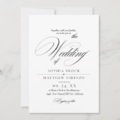 Classic Black and White Script Wedding Kaart (Voorkant)