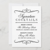 Classic Black and White Signature Cocktails Sign (Voorkant)