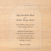 Classic Black and White Timeless Wedding Acryl Uitnodigingen (Voorkant)