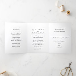 Classic Black and White Timeless Wedding Drieluik Uitnodiging