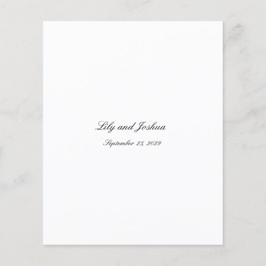 Classic Black and White Timeless Wedding Menu (Achterkant)