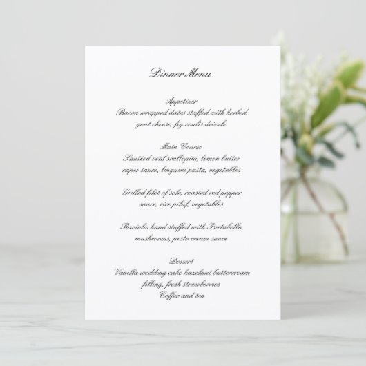 Classic Black and White Timeless Wedding Menu (Staand voorkant)