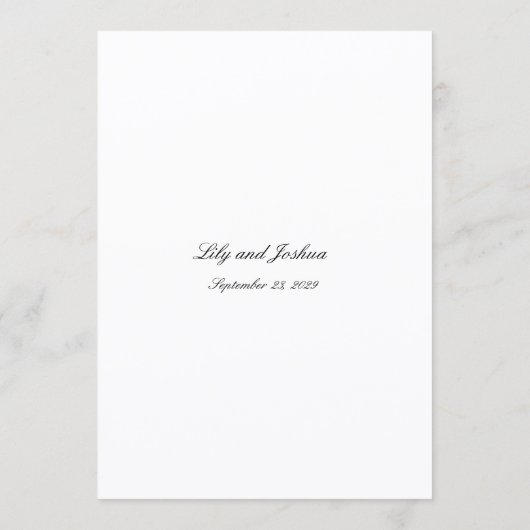 Classic Black and White Timeless Wedding Menu (Achterkant)