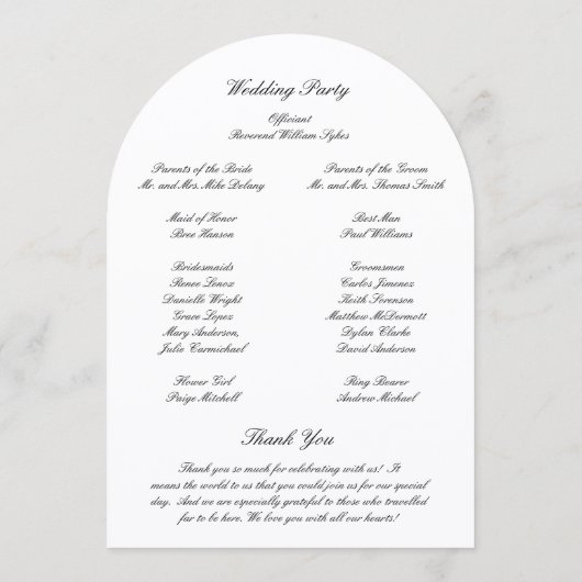 Classic Black and White Timeless Wedding Program Kaart (Achterkant)