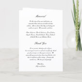 Classic Black and White Timeless Wedding Programma (Achterkant)