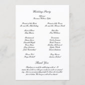 Classic Black and White Timeless Wedding Programmakaart (Achterkant)