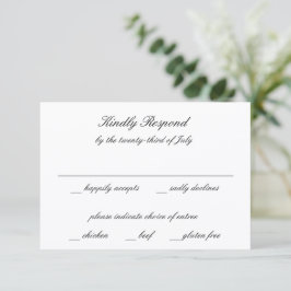 Classic Black and White Timeless Wedding RSVP Kaartje