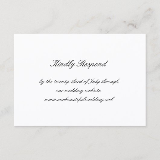Classic Black and White Timeless Wedding RSVP Kaartje (Voorkant)
