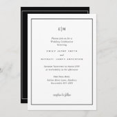 Classic Black and White Wedding Invitations Kaart (Voorkant / Achterkant)