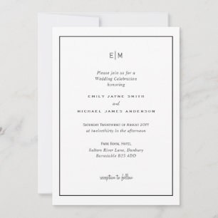 Classic Black and White Wedding Invitations Kaart