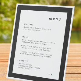 Classic black and white wedding menu Pedestal Sign Reclamebord Met Voetstuk