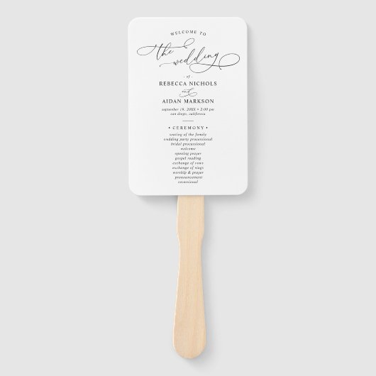 Classic Black and White Wedding Program Handwaaier (Voorkant)