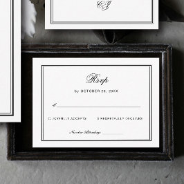 Classic Black and White Wedding Response Informatiekaartje