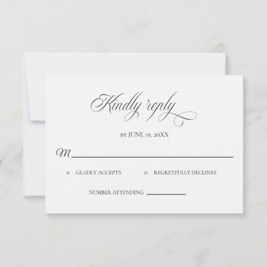 Classic Black and White Wedding RSVP card (Voorkant)