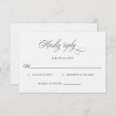 Classic Black and White Wedding RSVP card (Voorkant / Achterkant)