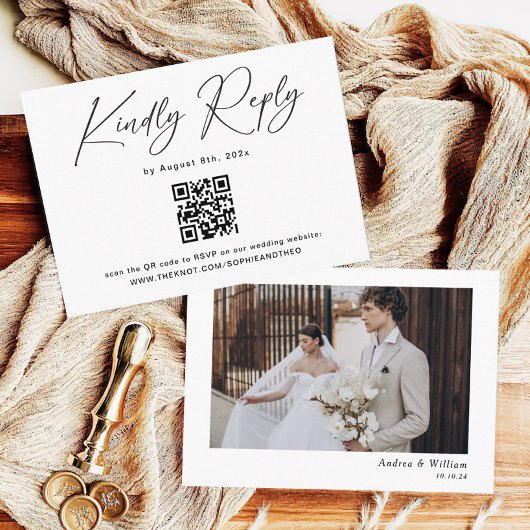 Classic Black and White Wedding RSVP Informatiekaartje