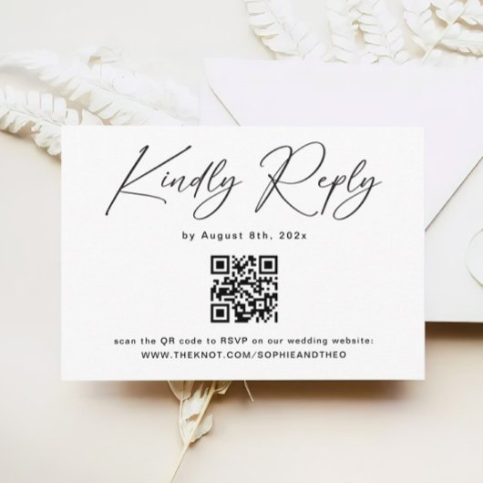 Classic Black and White Wedding RSVP Informatiekaartje