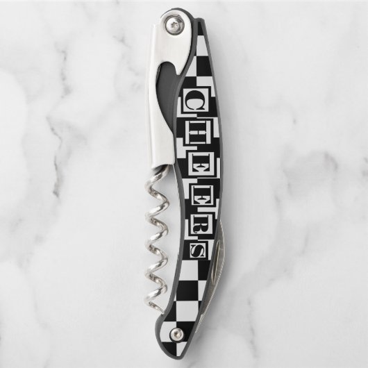 Classic Black and White Wine Corkscrew Kurkentrekker (Voorkant)