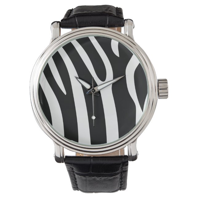 Classic Black and White Zebra Stripes Print Horloge (Voorkant)