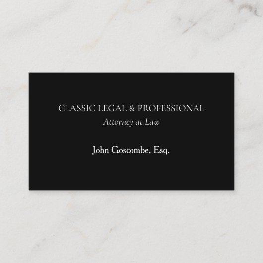 Classic Black Attorney Business Card | Ultra-Class Visitekaartje (Voorkant)