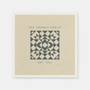 Classic Black Beige Quilt Geometric Custom Servet