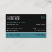 Classic Black Blauwgroen en White Simple met Monog Visitekaartje (Achterkant)