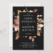 Classic Black & Blush Wedding Invitation Kaart (Voorkant)
