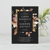 Classic Black & Blush Wedding Invitation Kaart (Staand voorkant)