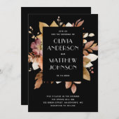 Classic Black & Blush Wedding Invitation Kaart (Voorkant / Achterkant)