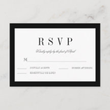 Classic Black Border Bruiloft RSVP Reactie Kaart