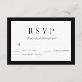 Classic Black Border Bruiloft RSVP Reactie Kaart