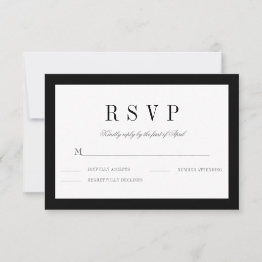 Classic Black Border Bruiloft RSVP Reactie Kaart (Voorkant)