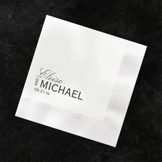 Classic Black Calligraphy Formal Wedding Servet