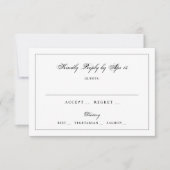 Classic Black Calligraphy Monogram Frame Wedding RSVP Kaartje (Voorkant)