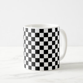 Classic black checkerboard koffiemok