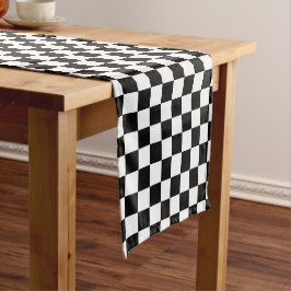 Classic black checkerboard korte tafelloper