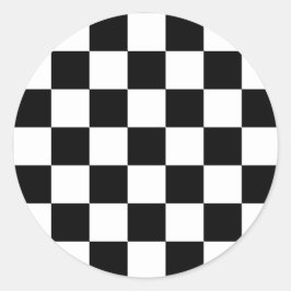 Classic black checkerboard ronde sticker