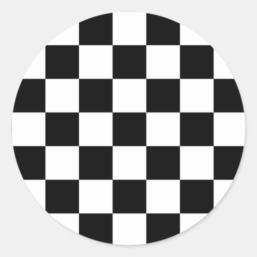 Classic black checkerboard ronde sticker (Voorkant)