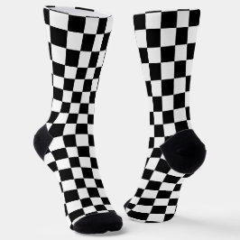 Classic black checkerboard sokken