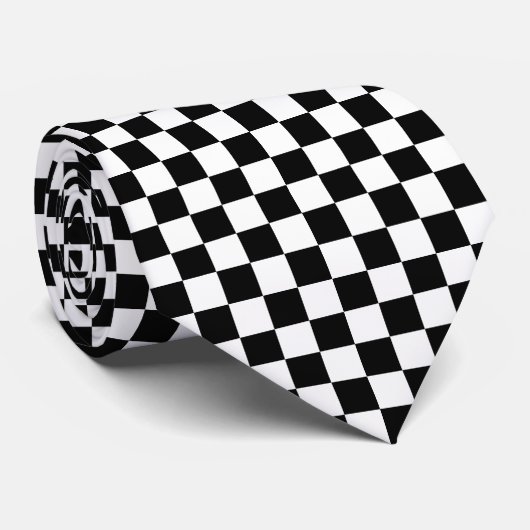 Classic black checkerboard stropdas (Opgerold)