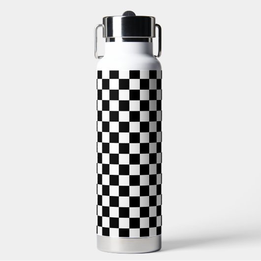 Classic black checkerboard waterfles (Voorkant)