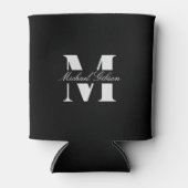 Classic Black | Custom Monogram Wedding Groomsmen Blikjeskoeler (Voorkant)