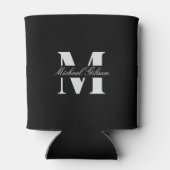 Classic Black | Custom Monogram Wedding Groomsmen Blikjeskoeler (Achterkant)
