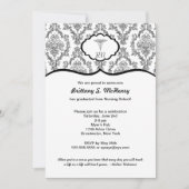 Classic Black Damask Nurse afstuderen RN BSN Kaart (Voorkant)